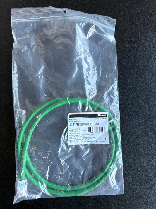Legrand VS 3FT Green Non Booted Cat6 CM Patch Cable
