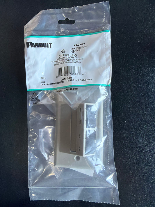 Panduit CFPHSL4IG Mini-Com Faceplate Classic Series Horizontal Sloped Single Gang 4-Module