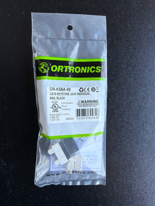 Ortronics OR-KS6A-00 Cat6 Keystone Jack Black