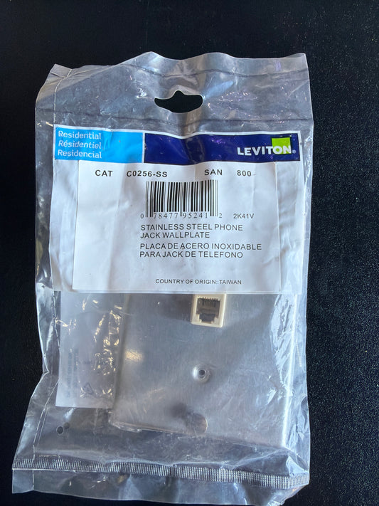 Leviton C0256-SS Stainless Steel Phone Jack Wallplate