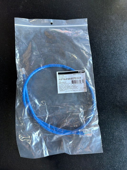 Legrand VS 2FT Blue Non Booted Cat6 CM Patch Cable