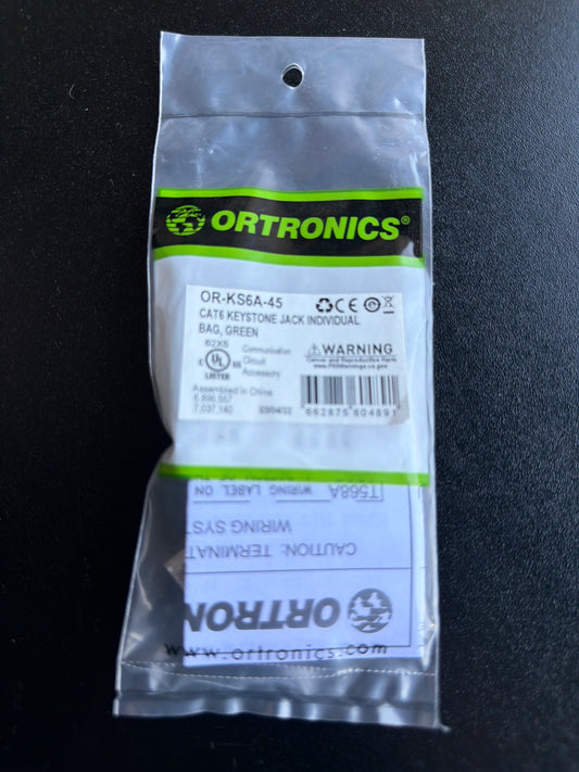 Ortronics OR-KS5A-45 Cat6 Keystone Jack Green