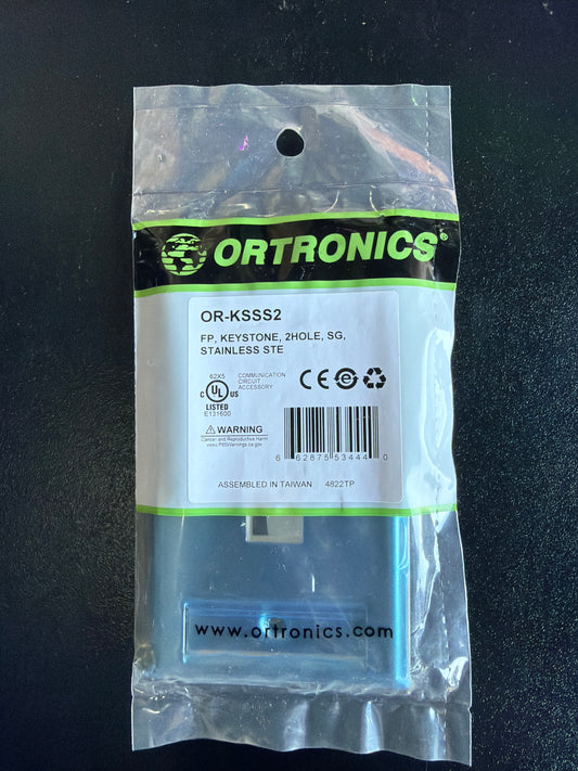 Ortronics OR-KSSS2 Keystone Faceplate 2-Port Single Gang Stainless Steel
