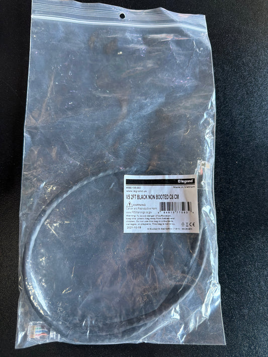 Legrand VS 2FT Black Non Booted Cat6 CM Patch Cable