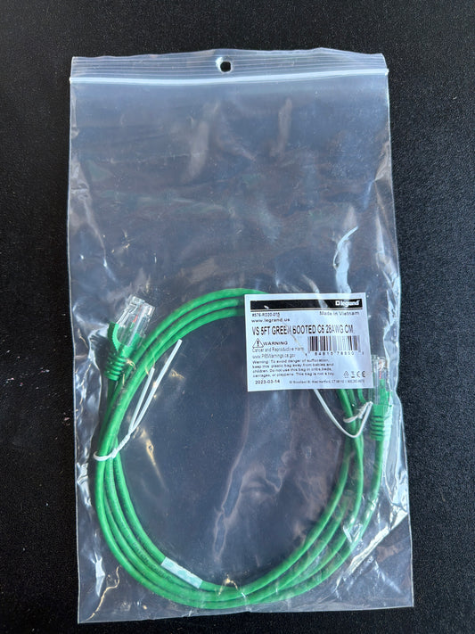 Legrand VS 5FT Green Booted Cat6 28AWG CM Patch Cable
