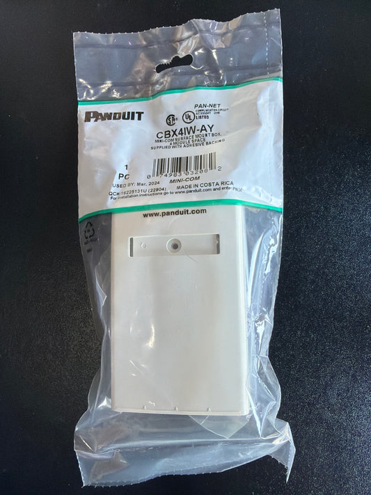 Panduit CBX4IW-AY Mini-Com 4-Module Surface Mount Box with Adhesive Backing