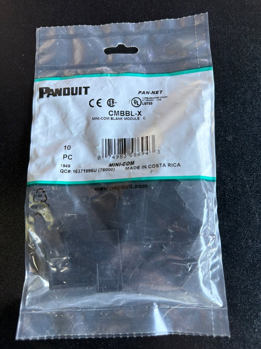 Panduit CMBBL-X Mini-Com Blank Module Black Pack of 10