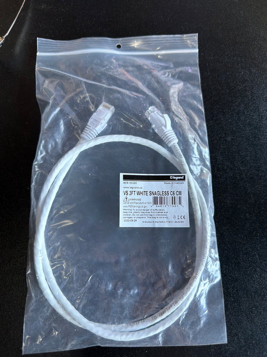 Legrand VS 3FT White Snagless Cat6 CM Patch Cable