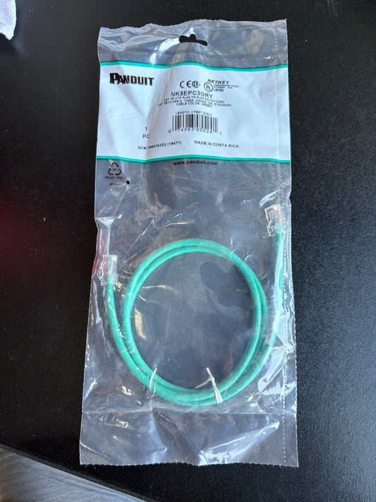 Panduit NK5EPC3GRY Cat5e 3FT Green Patch Cord