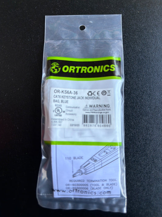 Ortronics OR-KS6A-36 Cat6 Keystone Jack Blue