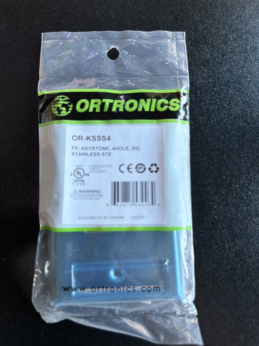 Ortronics OR-KSSS4 Keystone Faceplate 4-Port Single Gang Stainless Steel