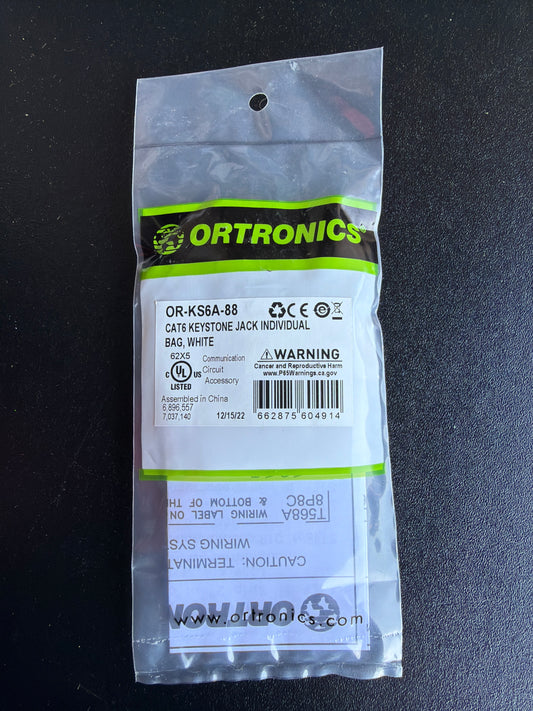 Ortronics OR-KS6A-88 Cat6 Keystone Jack White