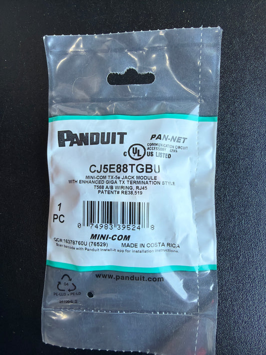 Panduit CJ5E88TGBU Mini-Com TX-5e Jack Module Blue